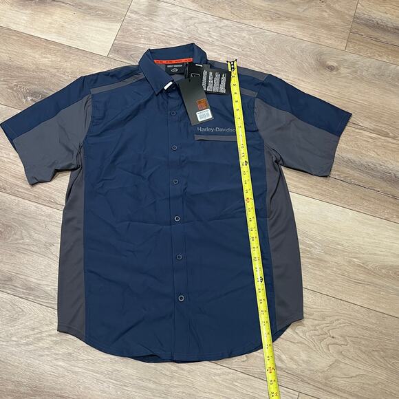 HARLEY-DAVIDSON Men's H-D TECH Quick Dry Shirt Size L In Colorblock Mood Indigo - Picture 4 of 10